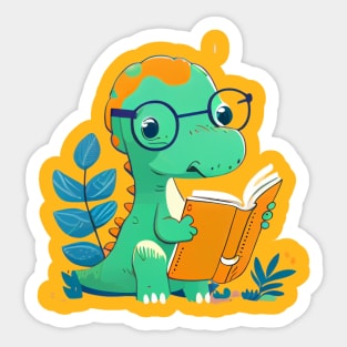 Cute Dinosaur Book Reading Sticker